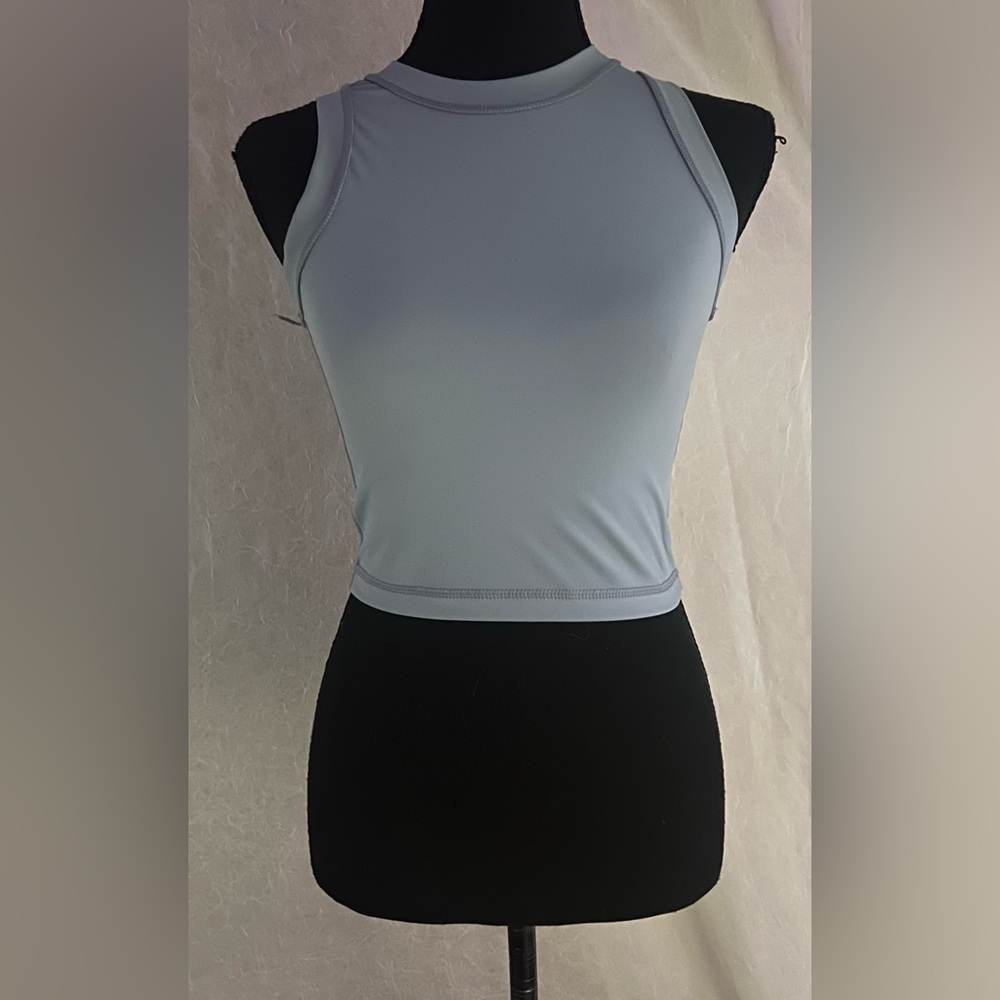 Blue cropped athletic tank